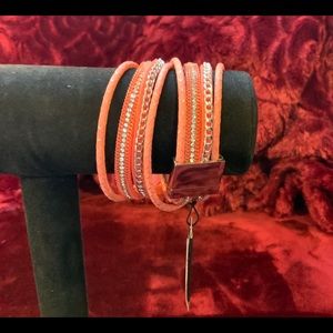 💚SALE💚 Coral leather choker/double wrap bracelet